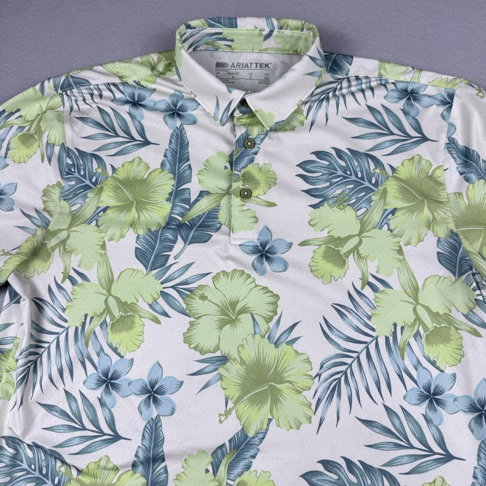 Ariat Tek Performance Polo Men S Floral Beach Golf Wicking Stretch Vented